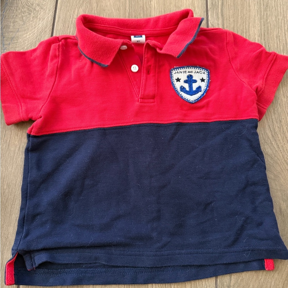 Janie and Jack Red and Navy Kids Polo Shirt